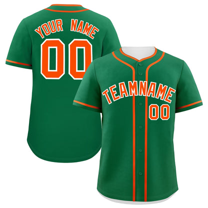 Custom Kelly Green Orange Personalized Classic Authentic Baseball Jersey