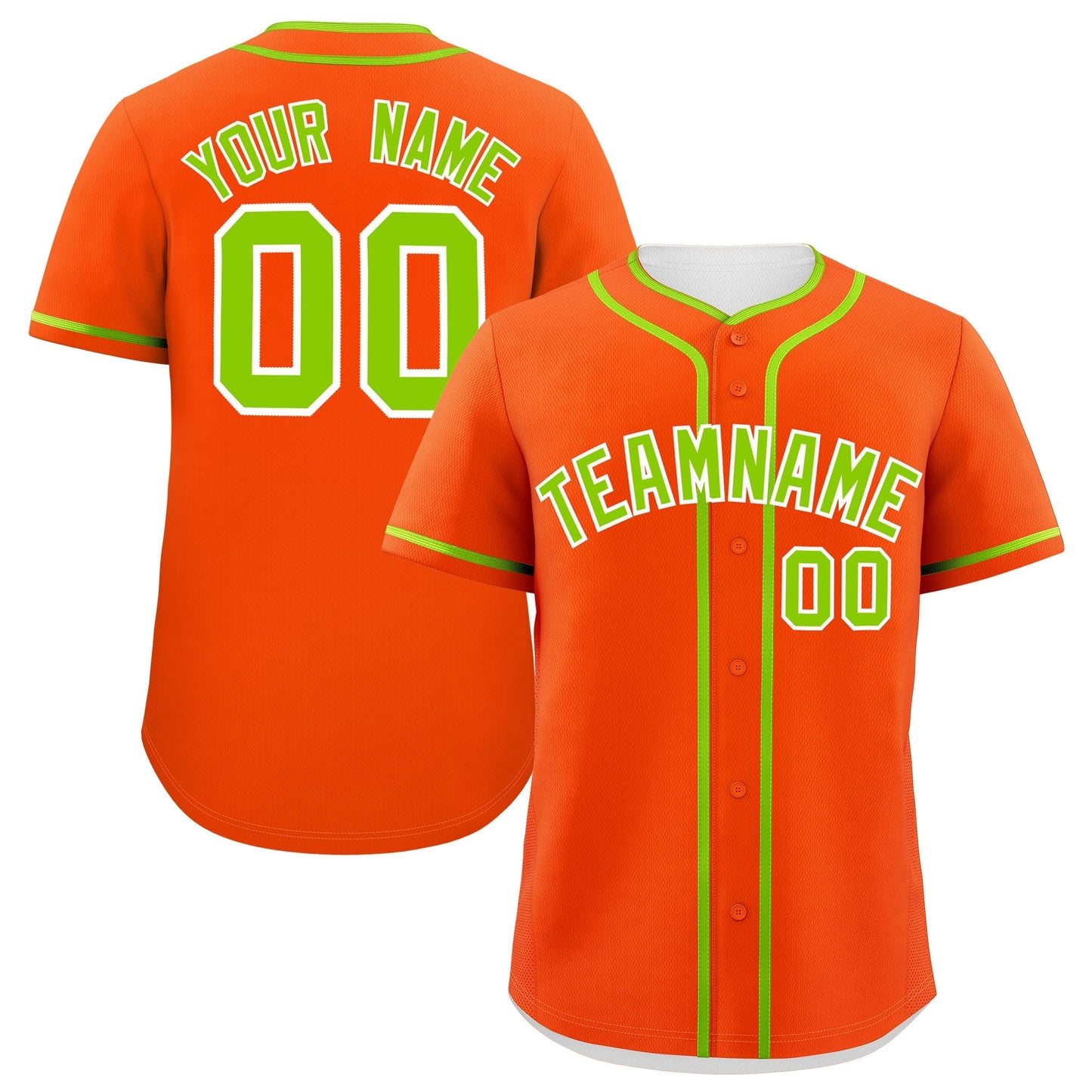 Custom Orange Neon Green Personalized Classic Authentic Baseball Jersey