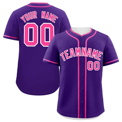 Custom Purple Pink Personalized Classic Authentic Baseball Jersey