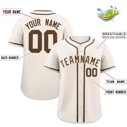 Custom Cream Light Brown Personalized Classic Authentic Baseball Jersey