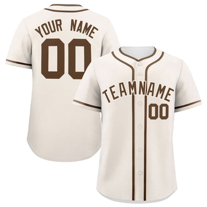 Custom Cream Light Brown Personalized Classic Authentic Baseball Jersey