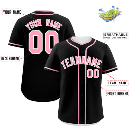 Custom Black Light Pink Personalized Classic Authentic Baseball Jersey