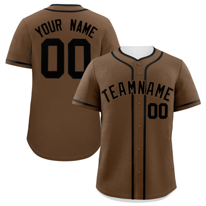 Custom Light Brown Black Personalized Classic Authentic Baseball Jersey