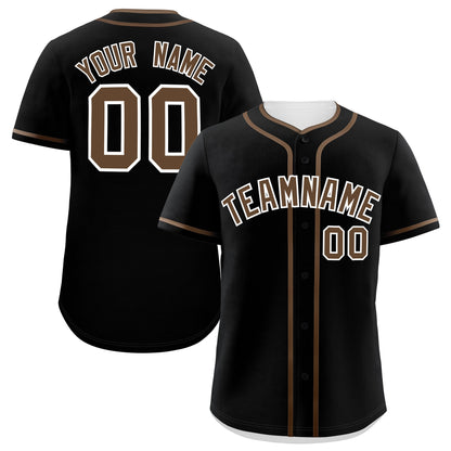 Custom Black Light Brown Personalized Classic Authentic Baseball Jersey