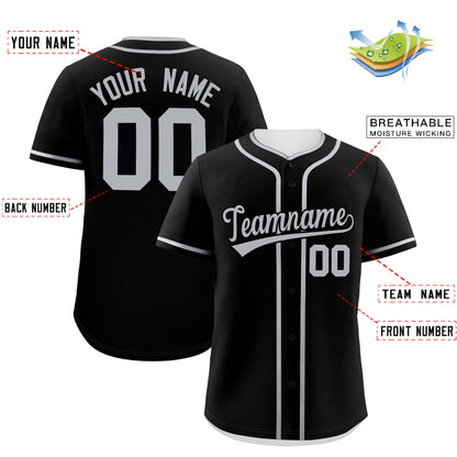 Custom Black Gray Personalized Classic Authentic Baseball Jersey