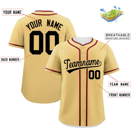 Custom Khaki Crimson Personalized Classic Authentic Baseball Jersey