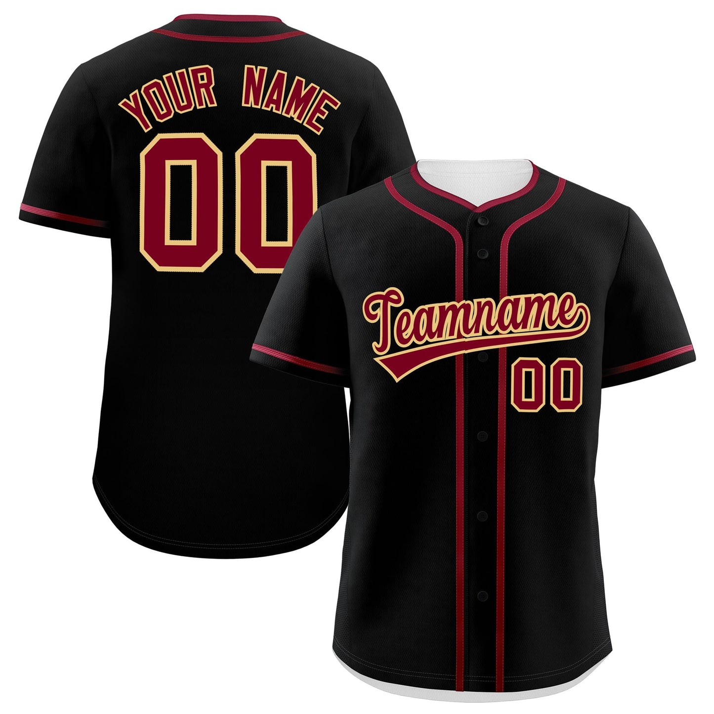 Custom Black Crimson Personalized Classic Authentic Baseball Jersey