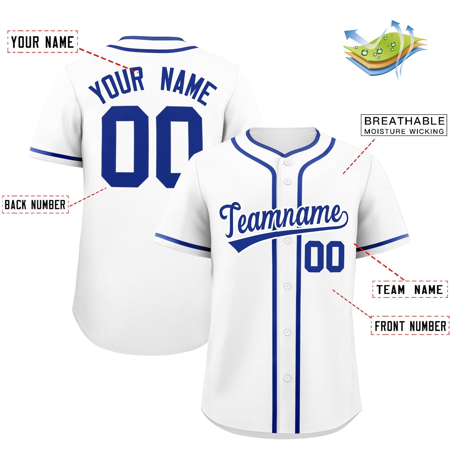 Custom White Royal Personalized Classic Authentic Baseball Jersey