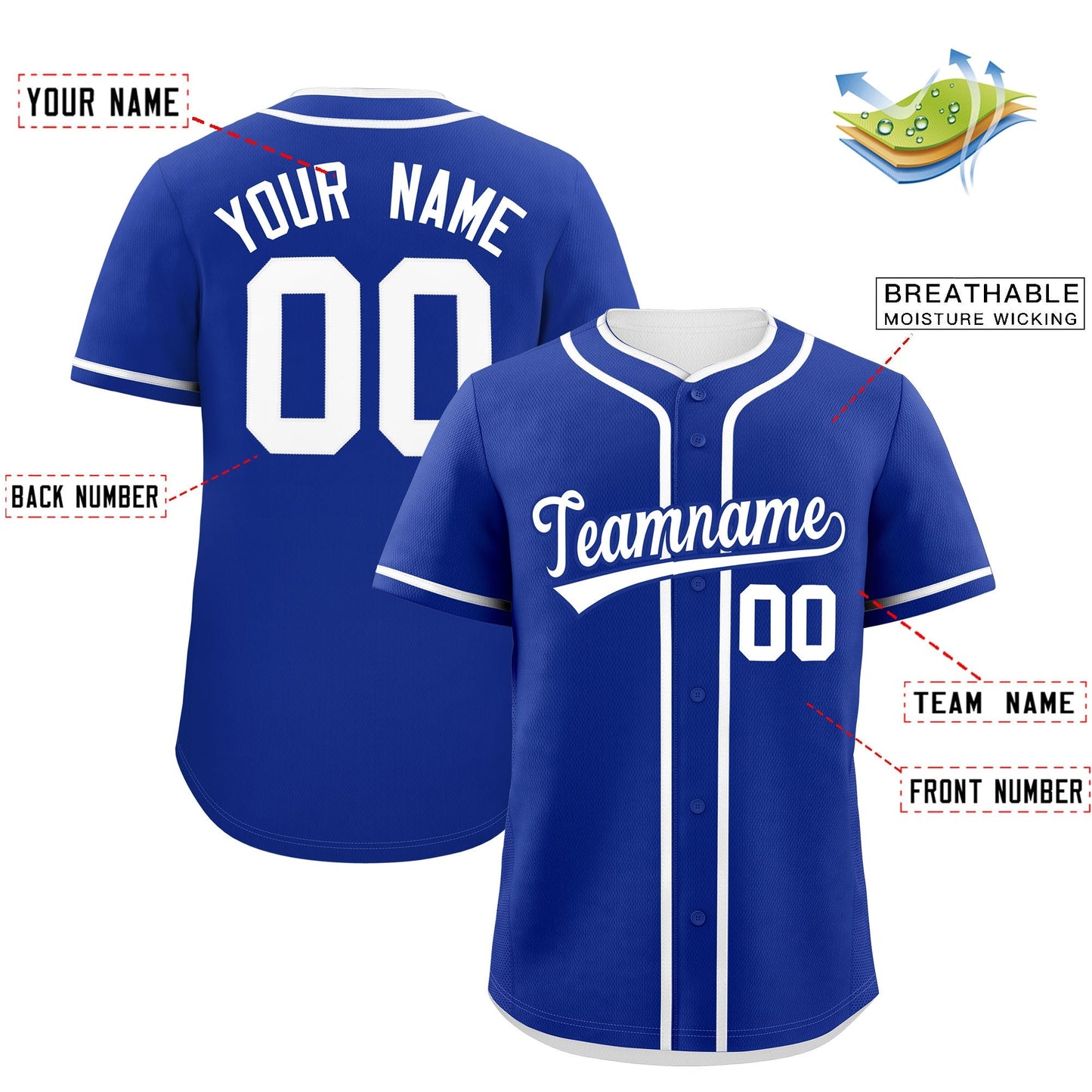 Custom Royal White Personalized Classic Authentic Baseball Jersey