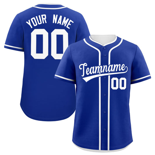 Custom Royal White Personalized Classic Authentic Baseball Jersey