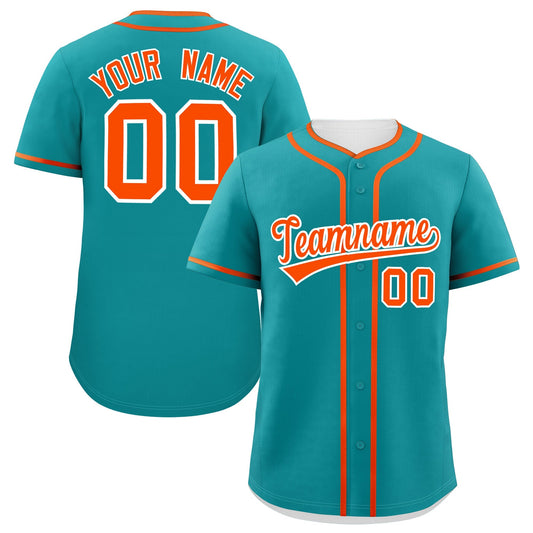 Custom Aqua Orange Personalized Classic Authentic Baseball Jersey