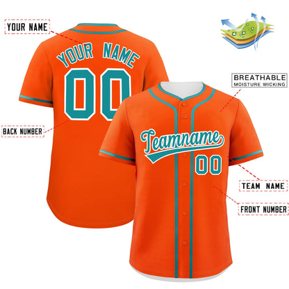 Custom Orange Aqua Personalized Classic Authentic Baseball Jersey