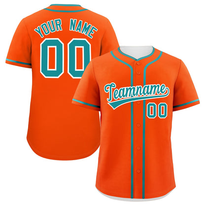 Custom Orange Aqua Personalized Classic Authentic Baseball Jersey