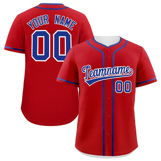 Custom Red Royal Personalized Classic Authentic Baseball Jersey