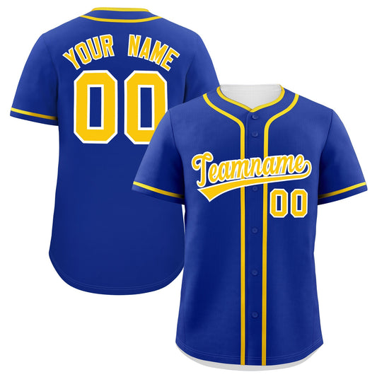 Custom Royal Gold Personalized Classic Authentic Baseball Jersey