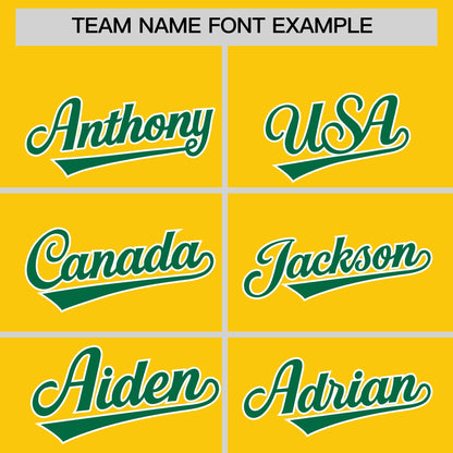 Custom Gold Kelly Green Personalized Classic Authentic Baseball Jersey