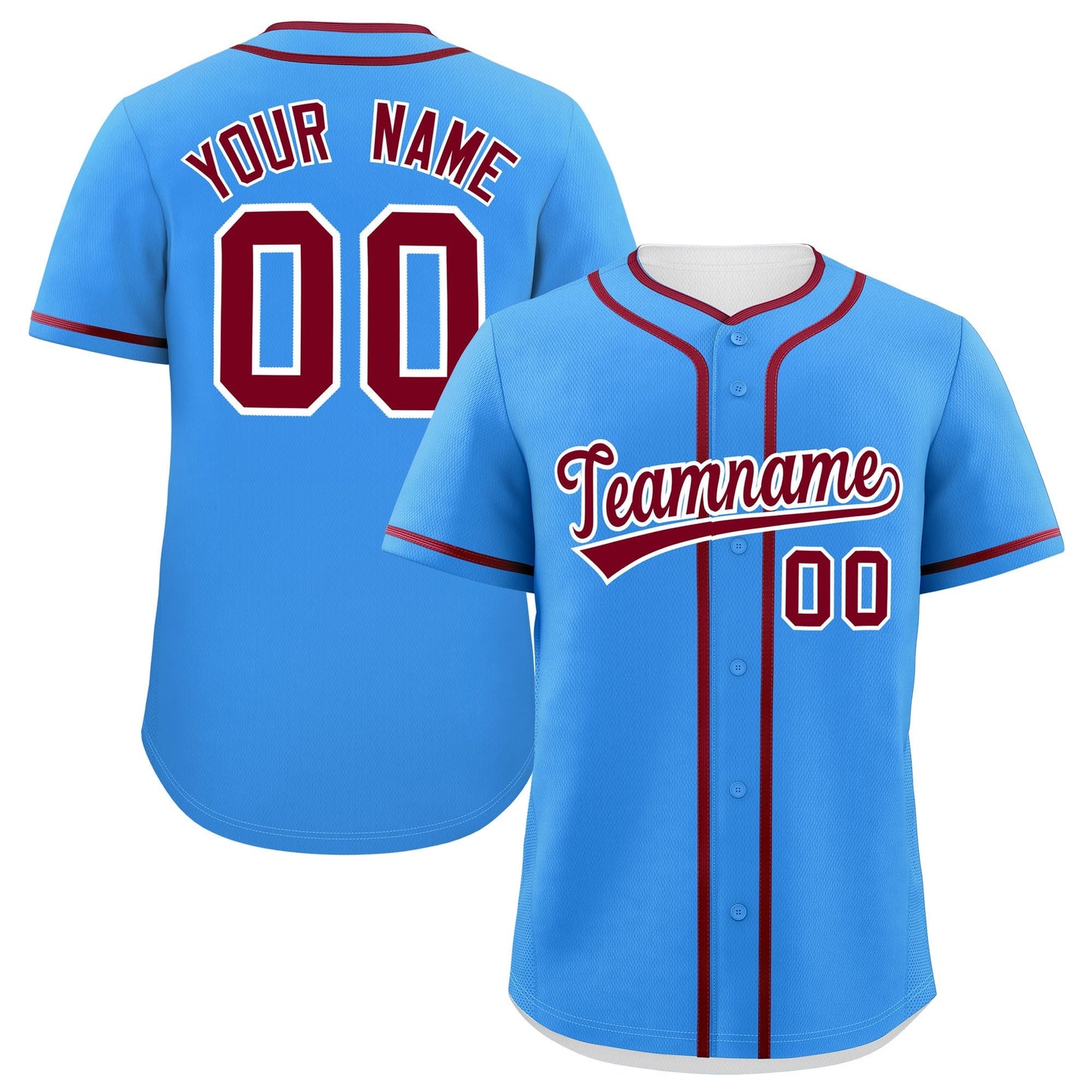 Custom Powder Blue Crimson Personalized Classic Authentic Baseball Jersey