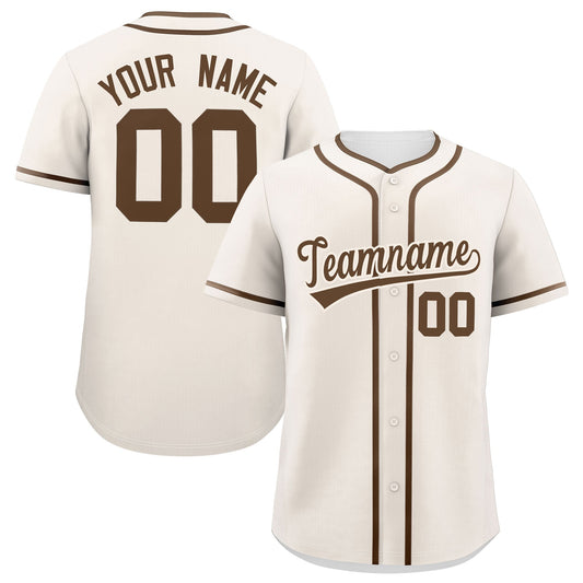 Custom Cream Light Brown Personalized Classic Authentic Baseball Jersey