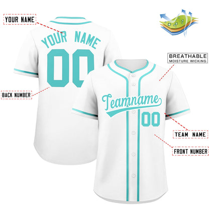 Custom White Bright Green Personalized Classic Authentic Baseball Jersey