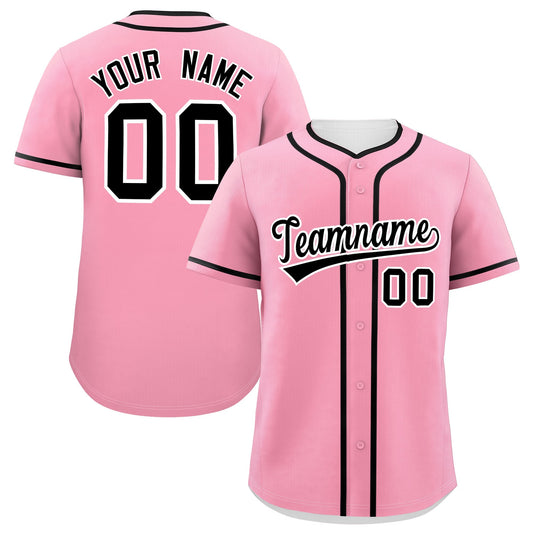 Custom Light Pink Black Personalized Classic Authentic Baseball Jersey