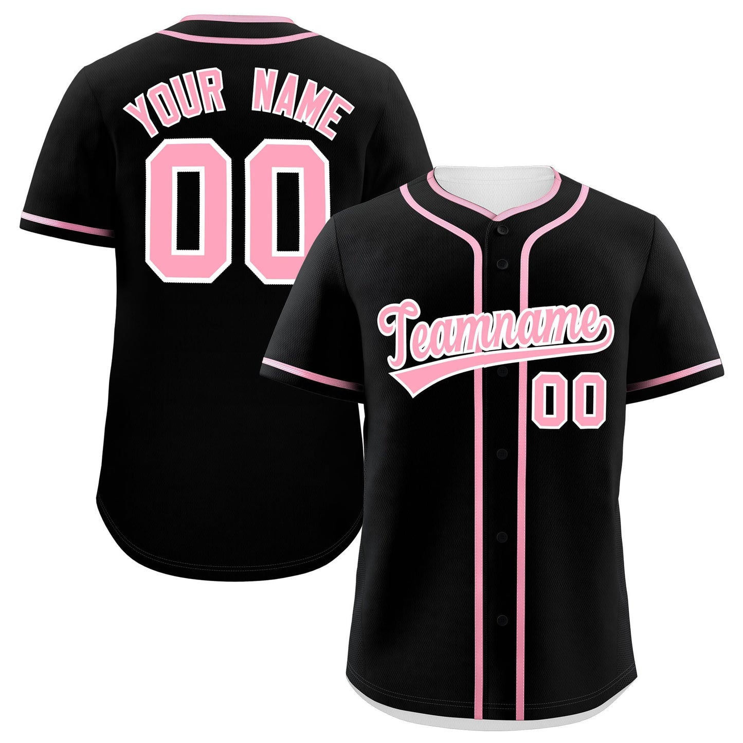 Custom Black Light Pink Personalized Classic Authentic Baseball Jersey