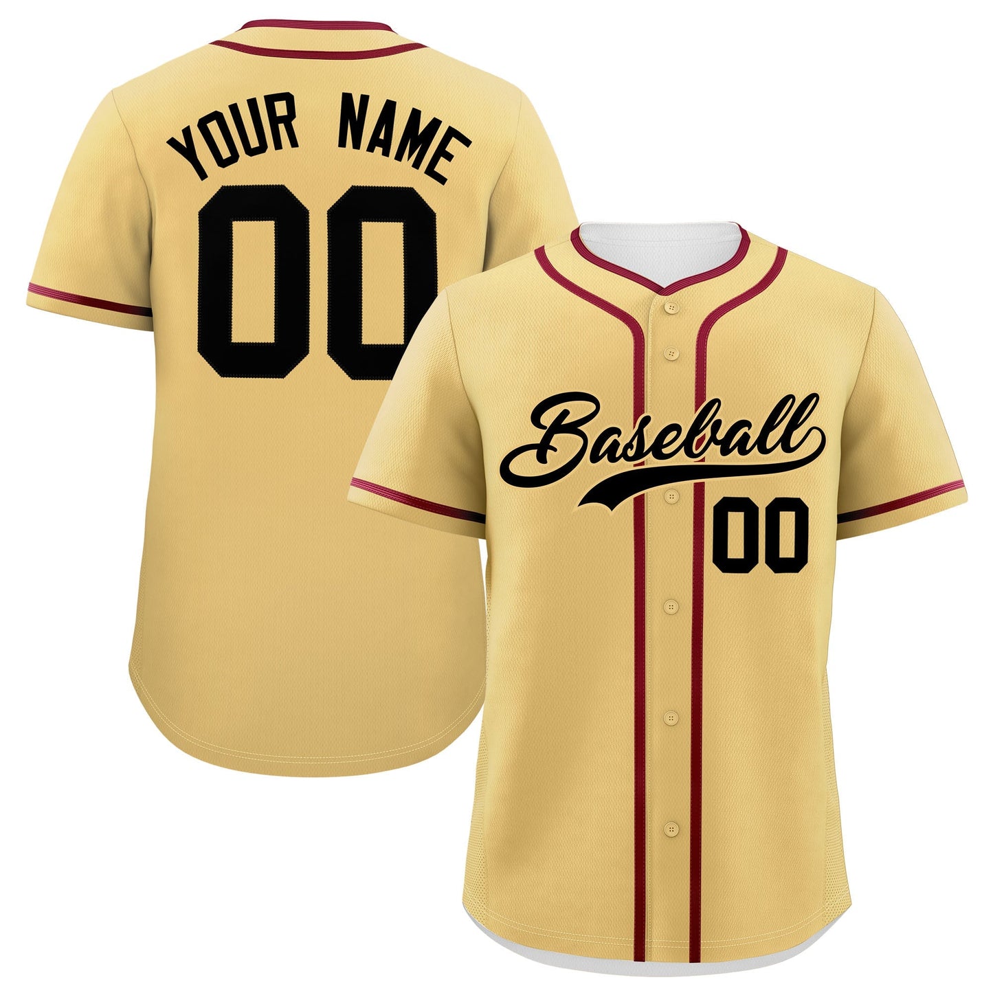 Custom Khaki Crimson Personalized Classic Authentic Baseball Jersey