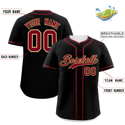 Custom Black Crimson Personalized Classic Authentic Baseball Jersey