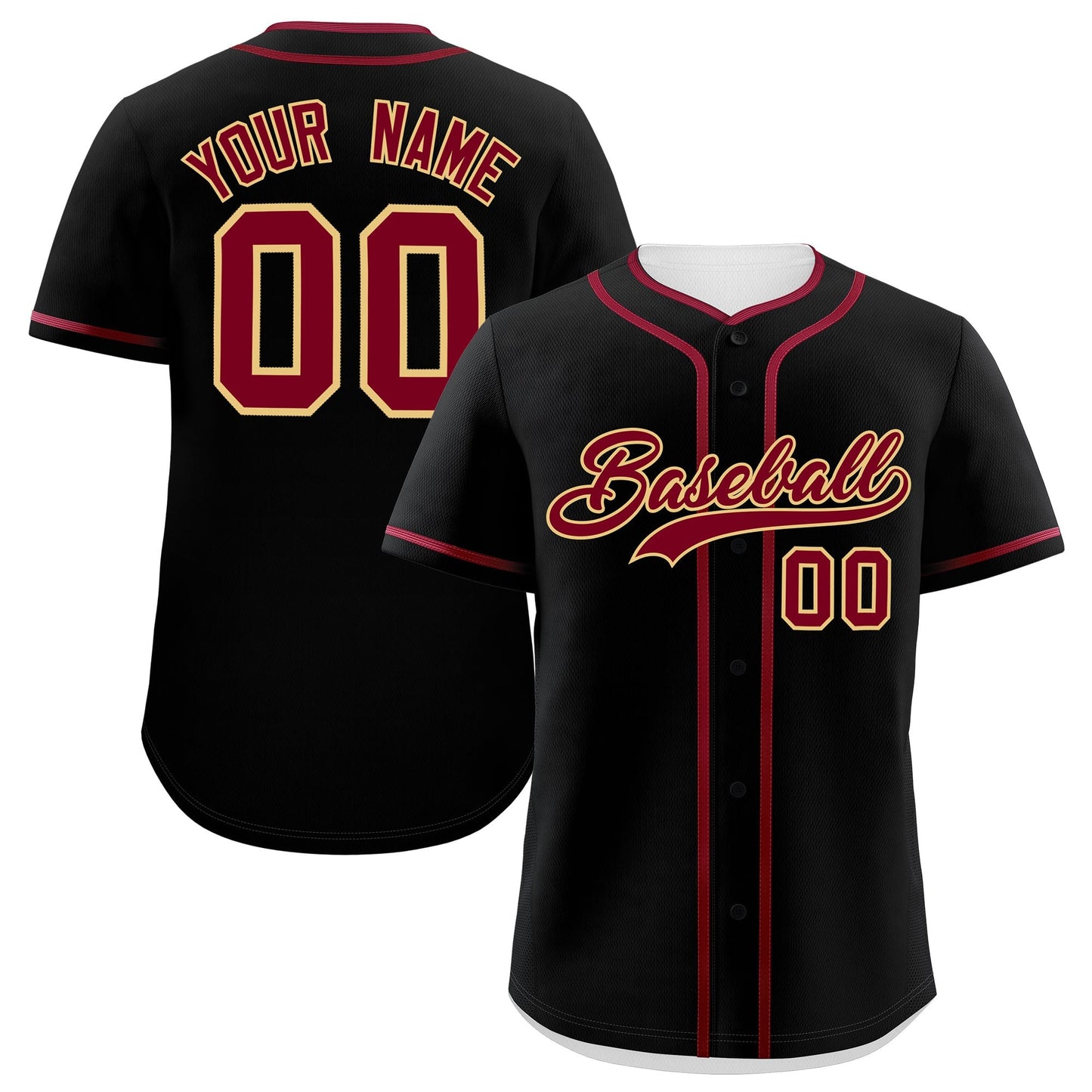 Custom Black Crimson Personalized Classic Authentic Baseball Jersey