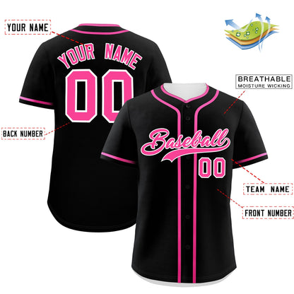 Custom Black Pink Personalized Classic Authentic Baseball Jersey