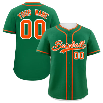 Custom Kelly Green Orange Personalized Classic Authentic Baseball Jersey