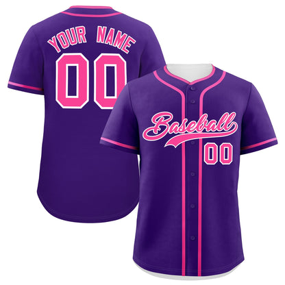 Custom Purple Pink Personalized Classic Authentic Baseball Jersey