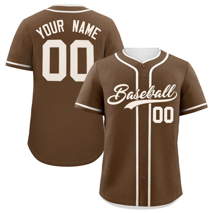 Custom Light Brown Cream Personalized Classic Authentic Baseball Jersey