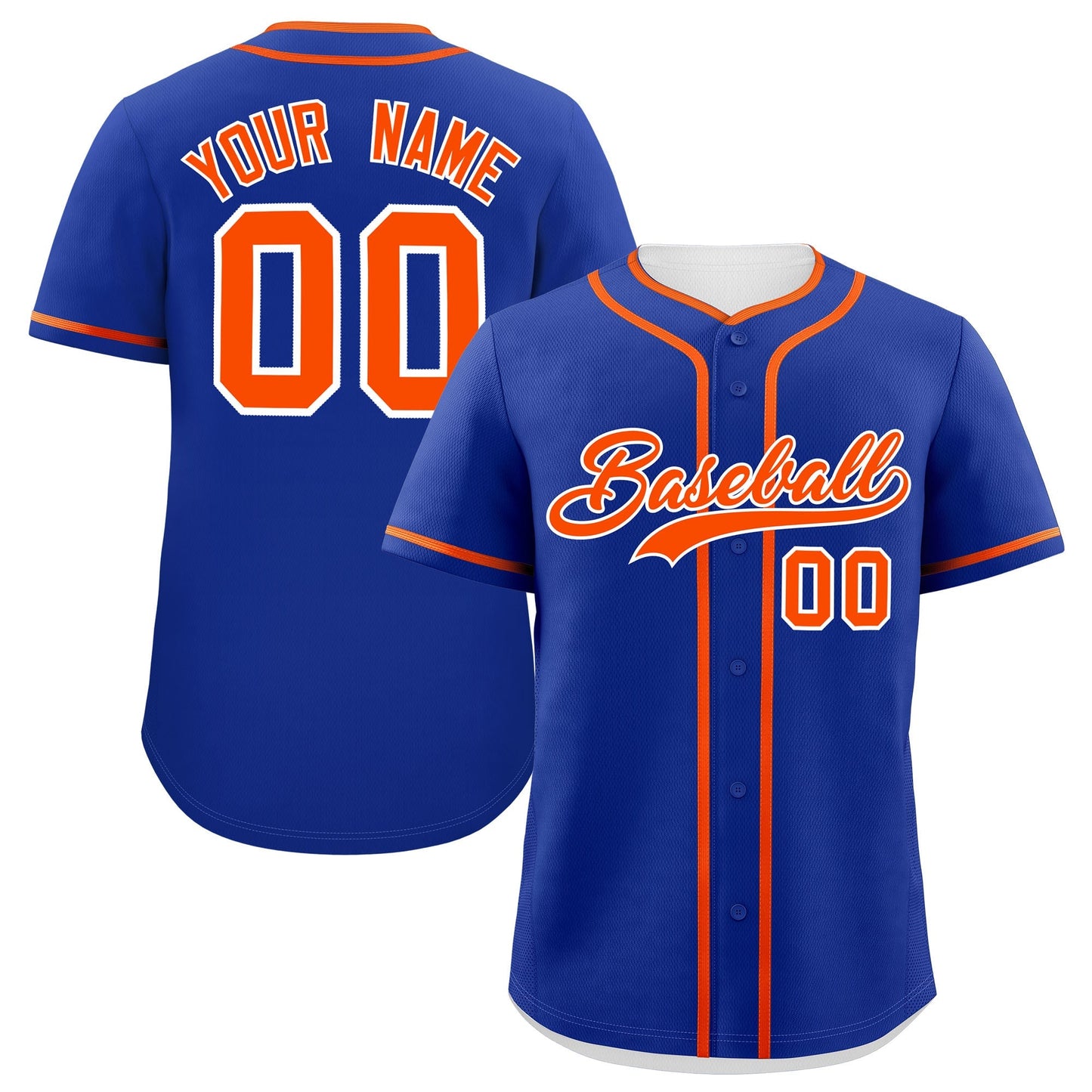 Custom Royal Orange Personalized Classic Authentic Baseball Jersey