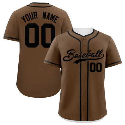 Custom Light Brown Black Personalized Classic Authentic Baseball Jersey