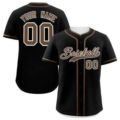 Custom Black Light Brown Personalized Classic Authentic Baseball Jersey