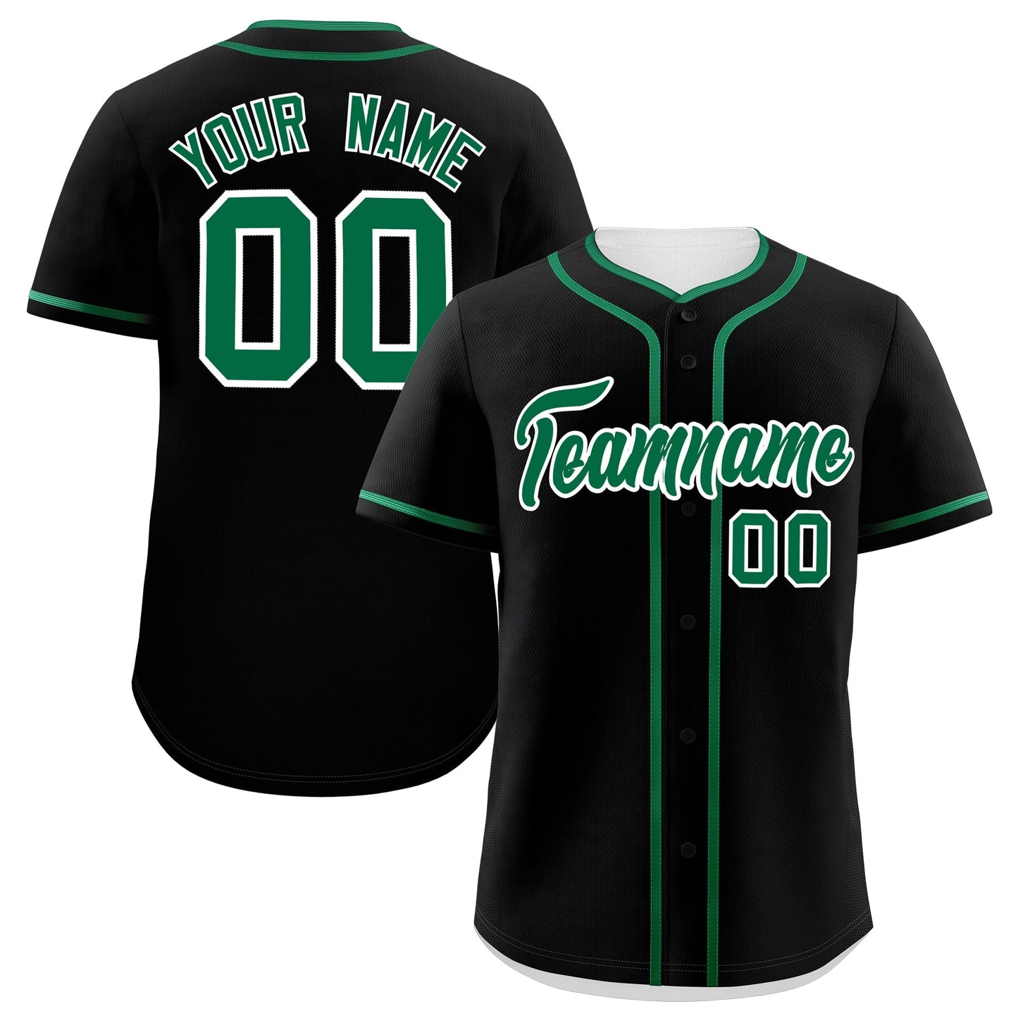 Custom Black Kelly Green Personalized Classic Authentic Baseball Jersey