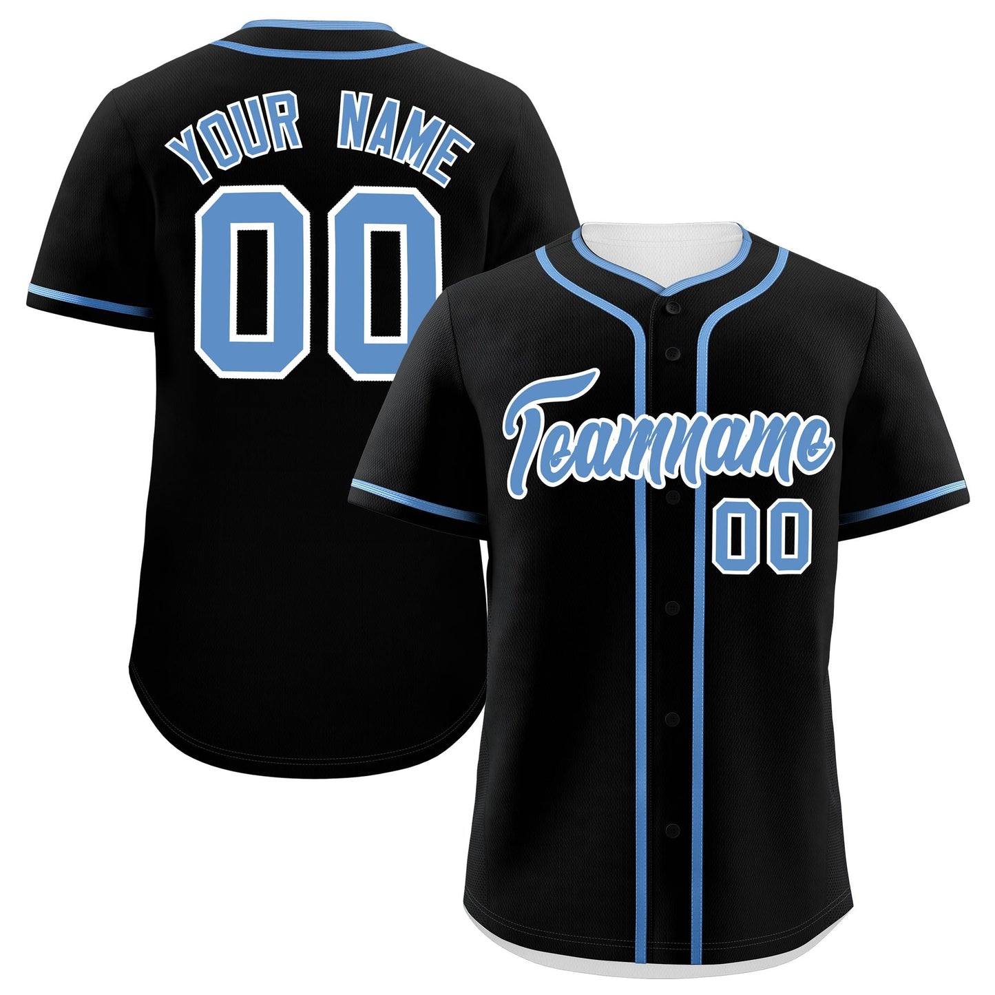 Custom Black Light Blue Personalized Classic Authentic Baseball Jersey