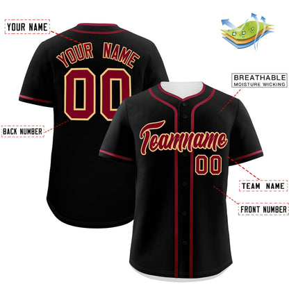 Custom Black Crimson Personalized Classic Authentic Baseball Jersey