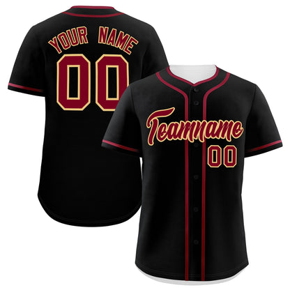 Custom Black Crimson Personalized Classic Authentic Baseball Jersey