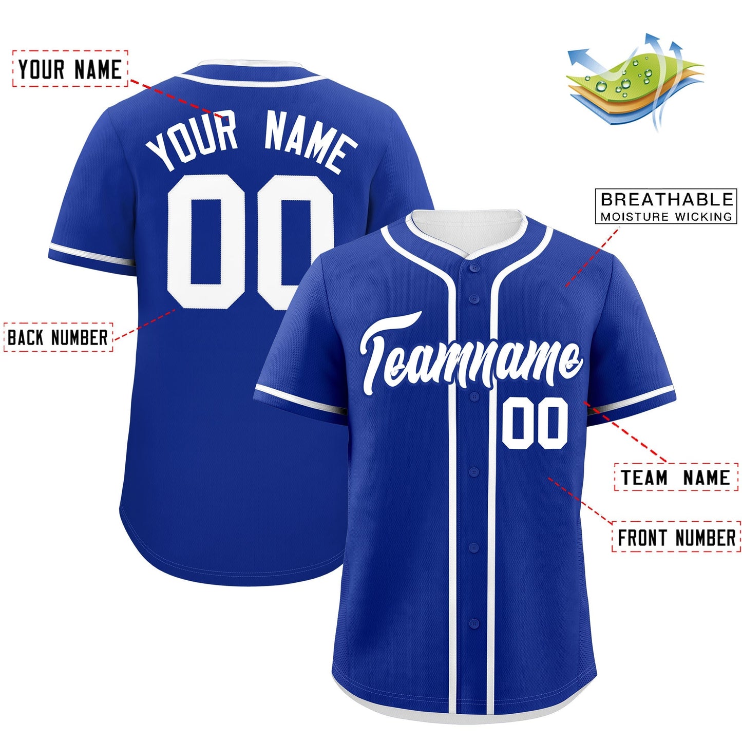 Custom Royal White Personalized Classic Authentic Baseball Jersey