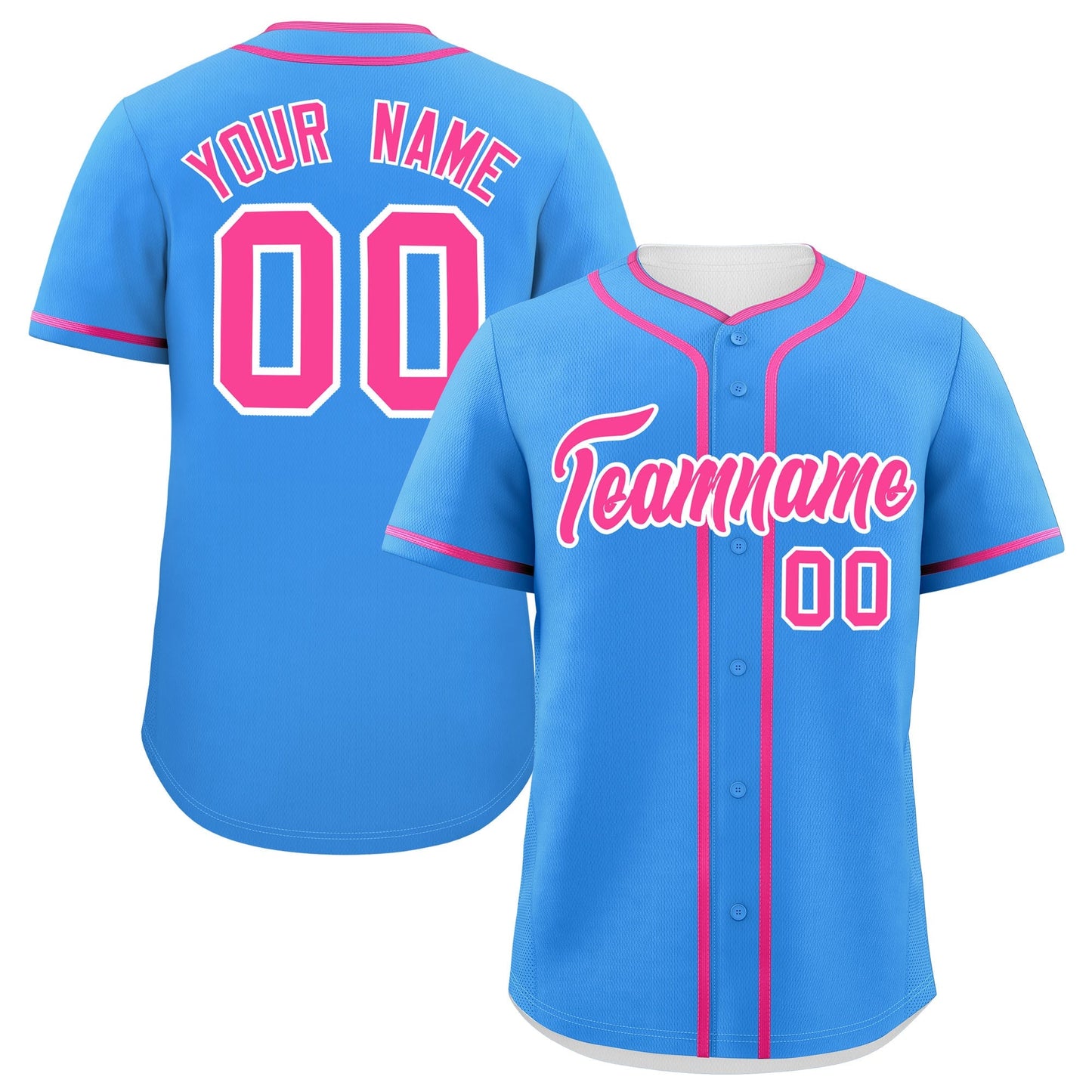 Custom Powder Blue Pink Personalized Classic Authentic Baseball Jersey