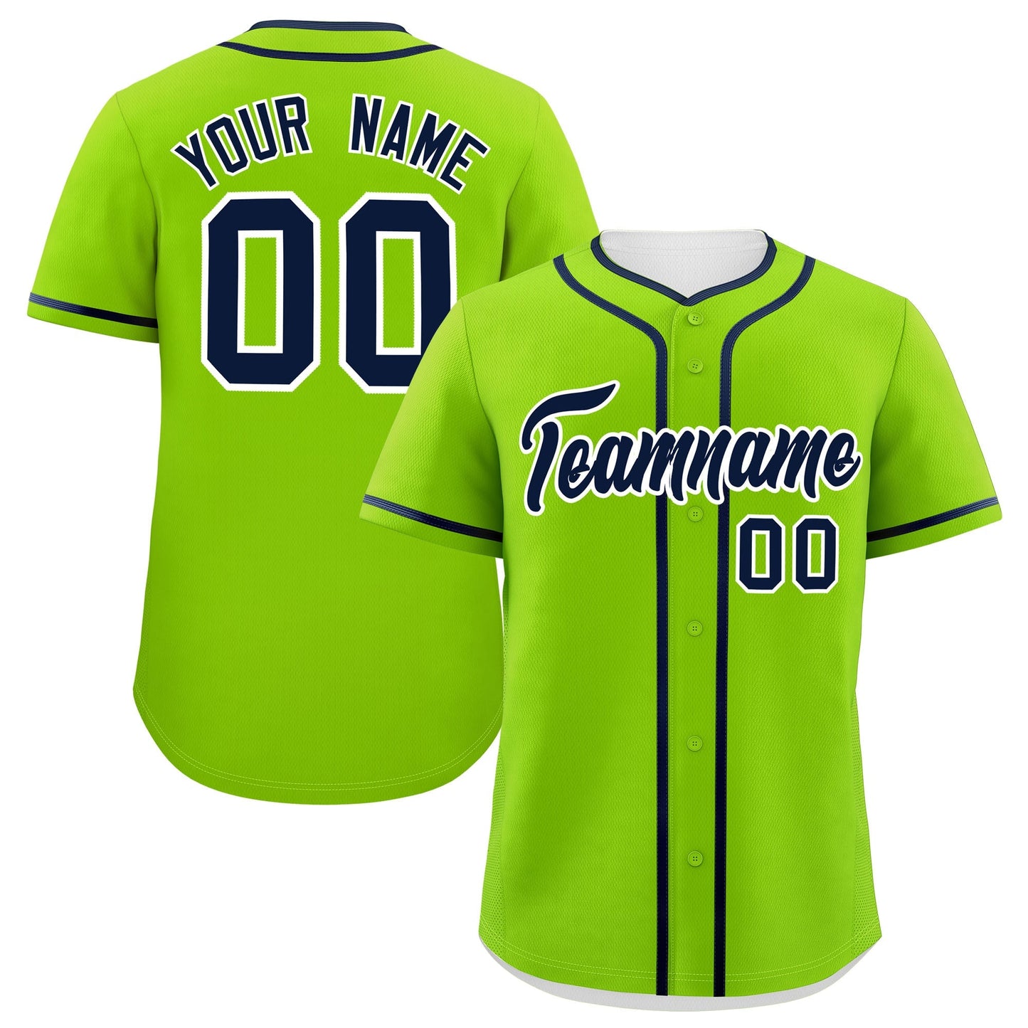 Custom Neon Green Navy Personalized Classic Authentic Baseball Jersey