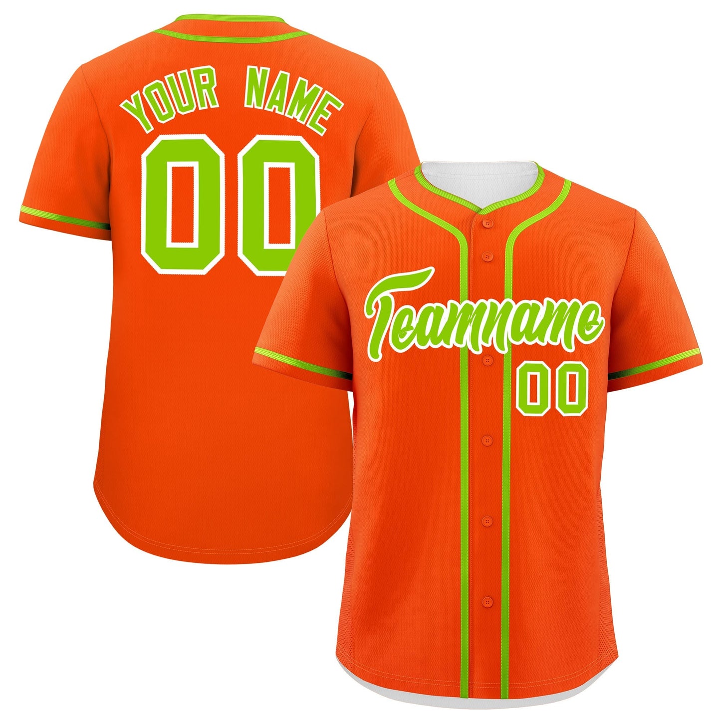 Custom Orange Neon Green Personalized Classic Authentic Baseball Jersey