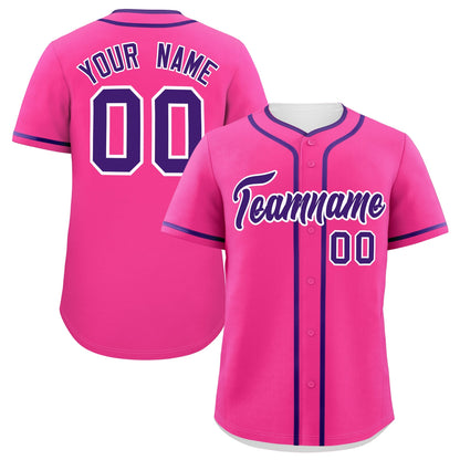 Custom Pink Purple Personalized Classic Authentic Baseball Jersey