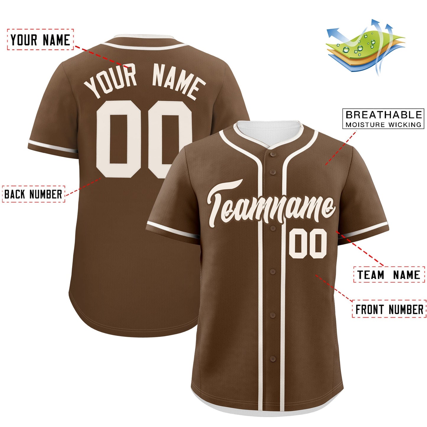 Custom Light Brown Cream Personalized Classic Authentic Baseball Jersey