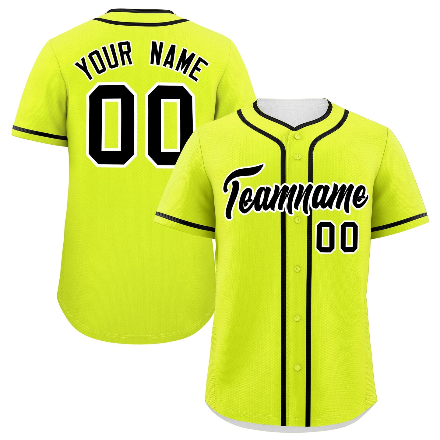 Custom Neon Green Black Personalized Classic Authentic Baseball Jersey