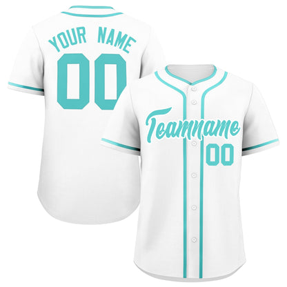 Custom White Bright Green Personalized Classic Authentic Baseball Jersey