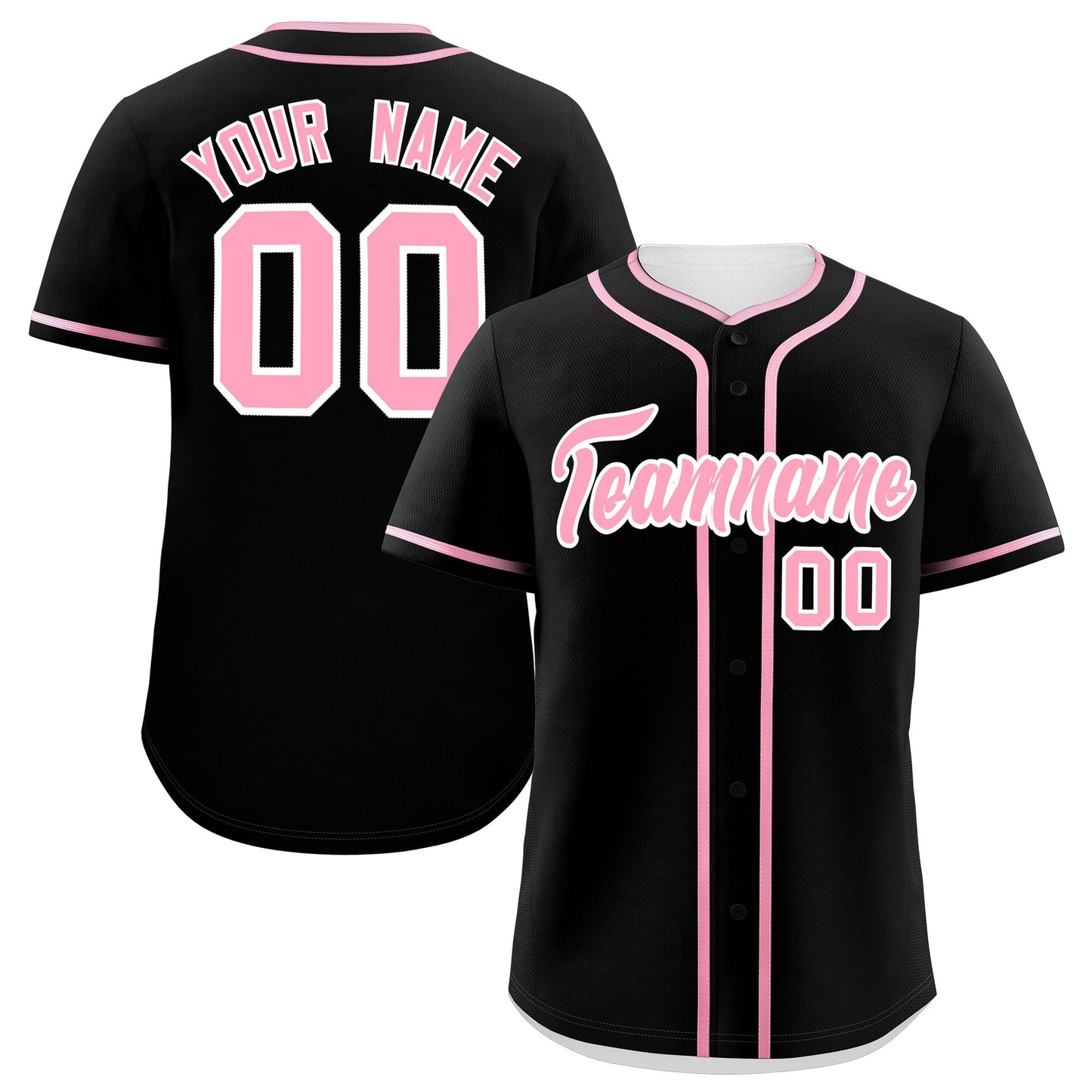 Custom Black Light Pink Personalized Classic Authentic Baseball Jersey