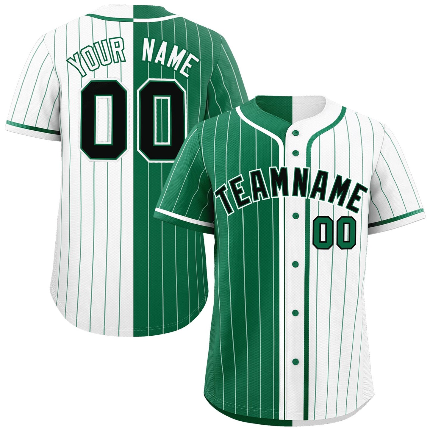 Custom Kelly Green White Two Tone Striped Fashion Authentic Baseball Jersey