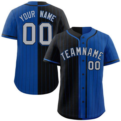 Custom Black Royal Two Tone Striped Fashion Authentic Baseball Jersey